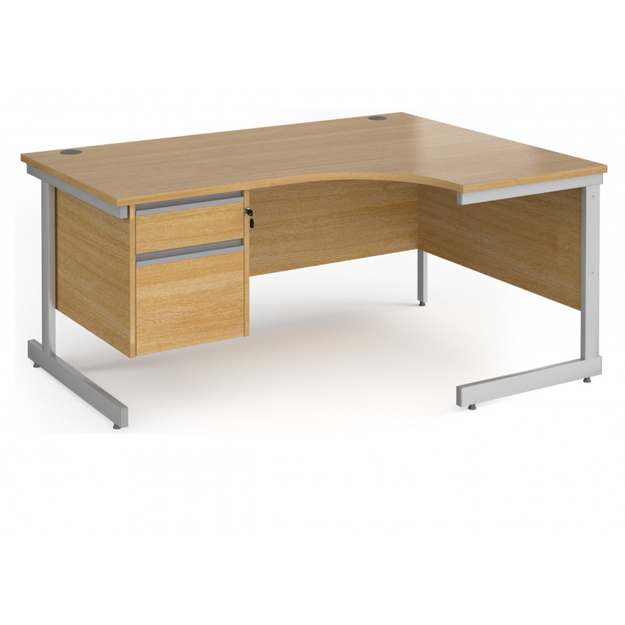 Contract Cantilever Ergonomic Desk with Two Drawer Pedestal